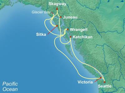 Cunard 10 day Alaska Cruise Map