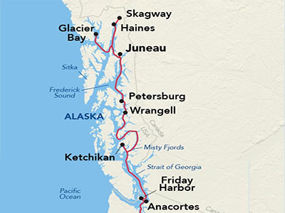 American Cruise Line Alaska inside passage cruise map