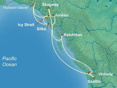 NCL 10-day Alaska Cruise Map