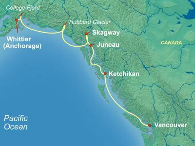 Princess Northbound Alaska Cruise Map