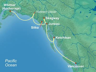 Regent Seven Seas Southbound Alaska Cruise Map