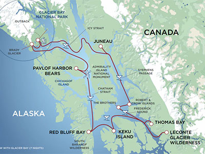 UnCruise Round Trip Alaska Cruise Itinerary
